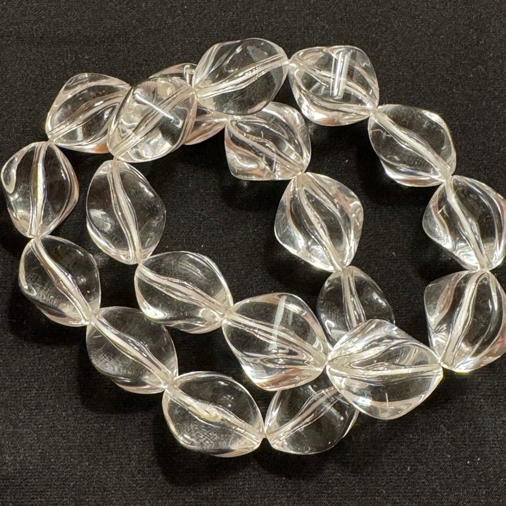 Two Chunky Clear Beaded Bracelets - image 5